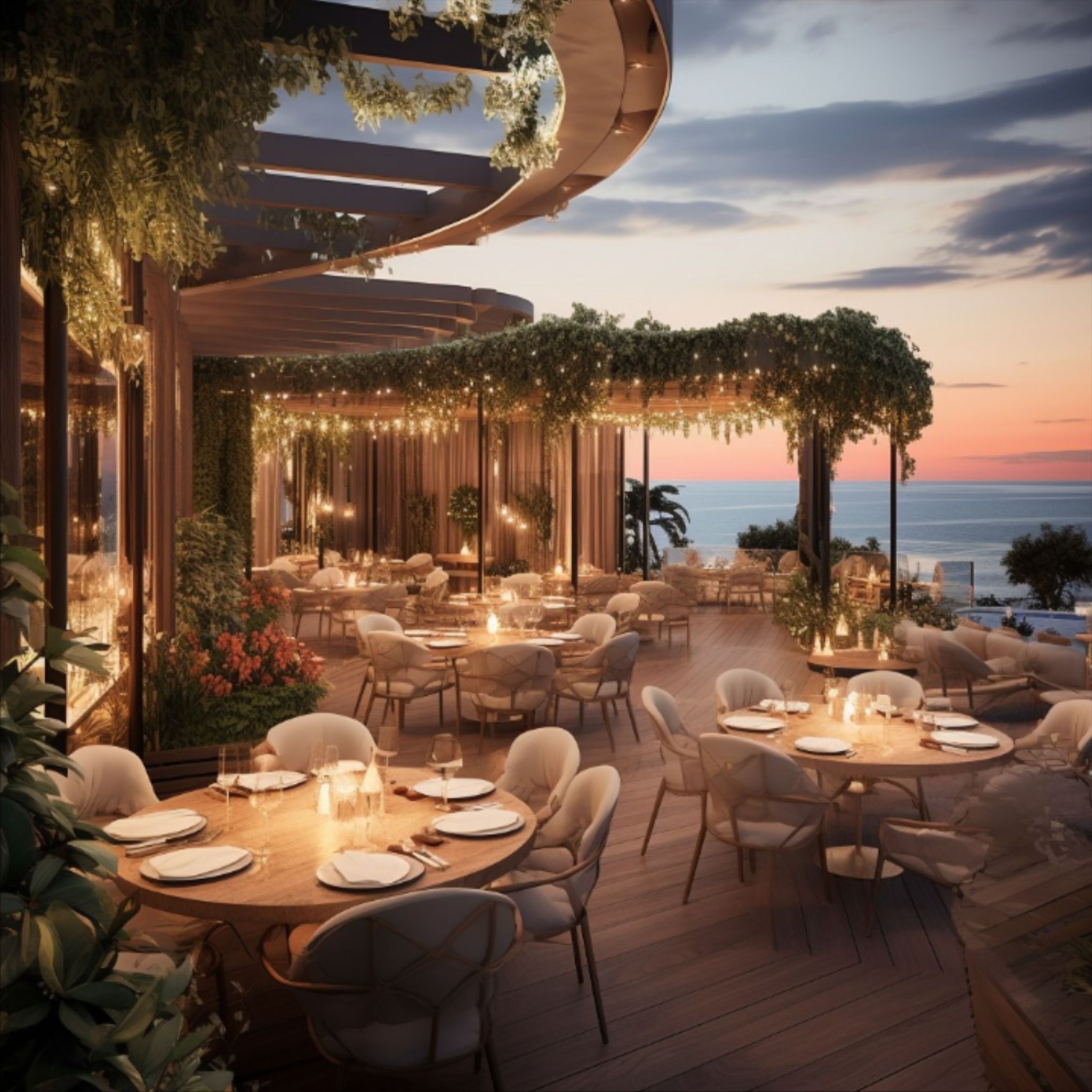 Restaurant terrace, French Riviera